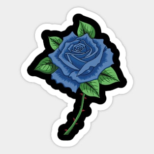 Blue Flower, Red Thorns Sticker